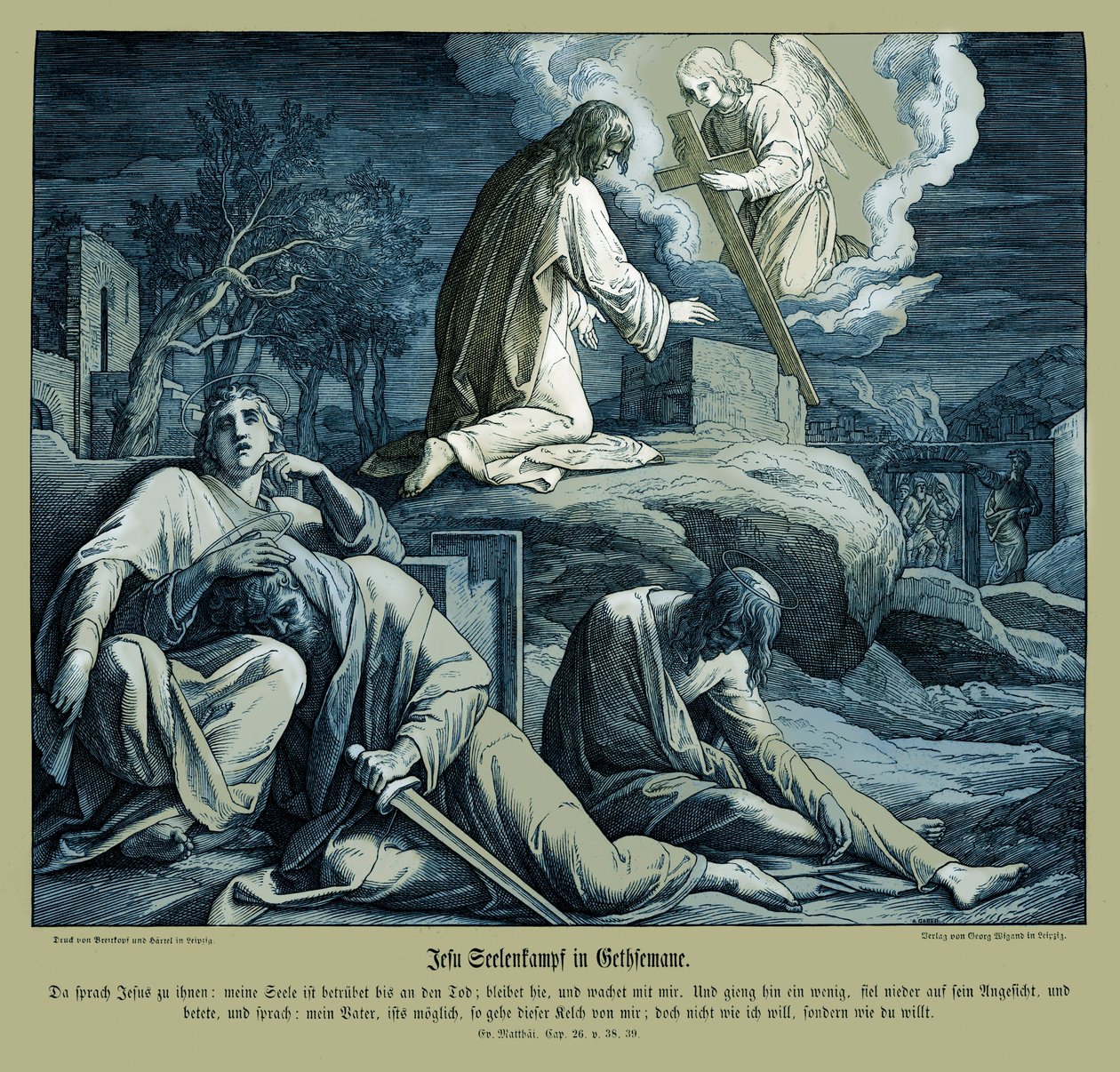 Jesus i Getsemane trädgård, Matteusevangeliet av Julius Schnorr von Carolsfeld