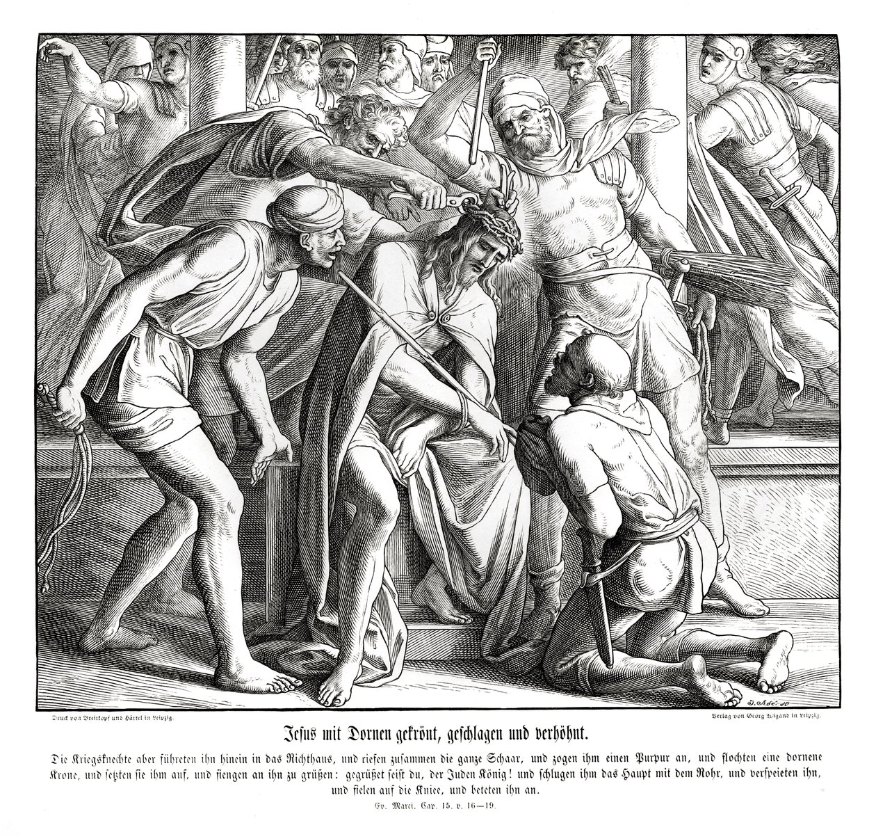 Jesus får en törnekrona, Markusevangeliet av Julius Schnorr von Carolsfeld