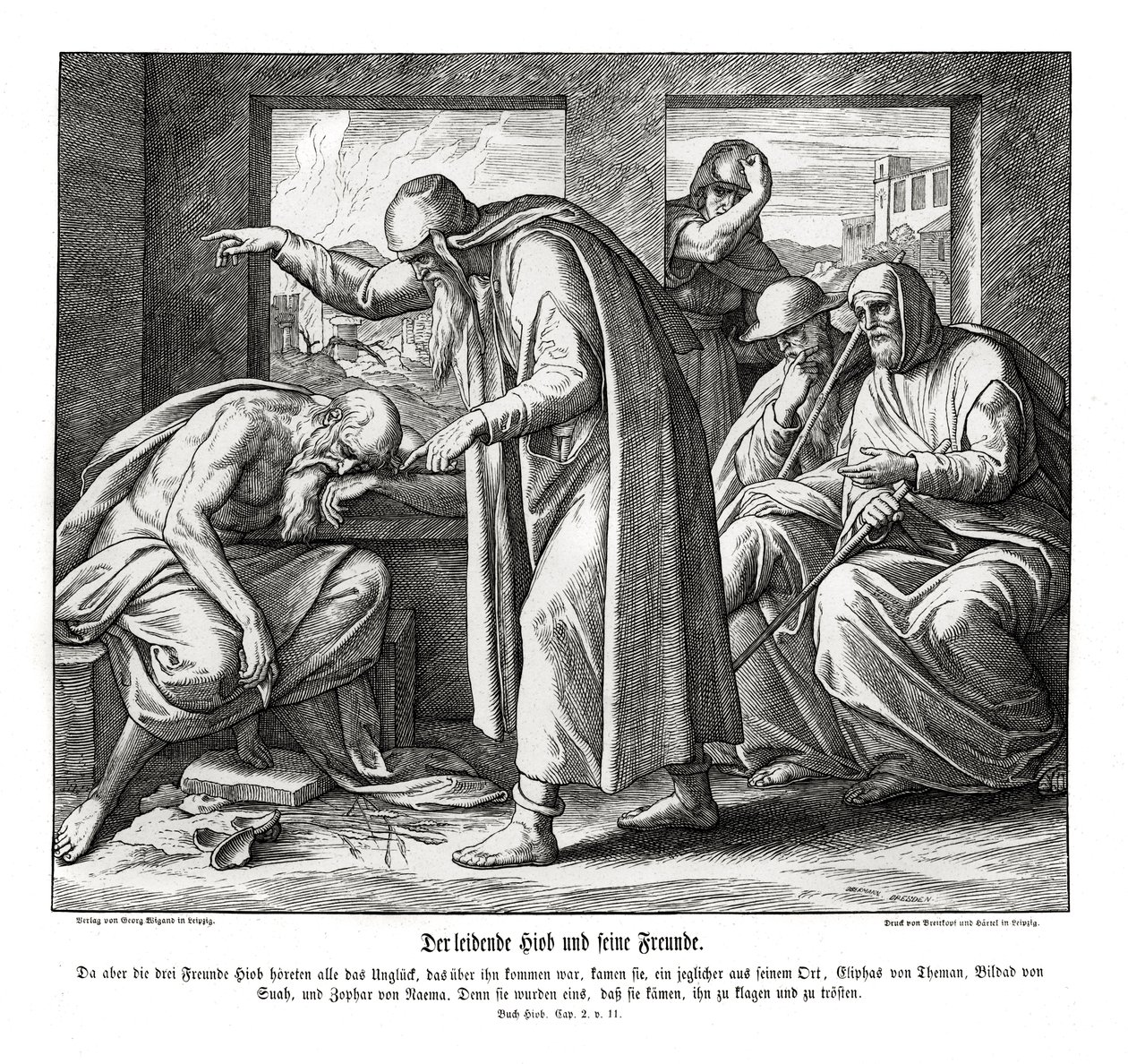 Jobs vänner, Job av Julius Schnorr von Carolsfeld