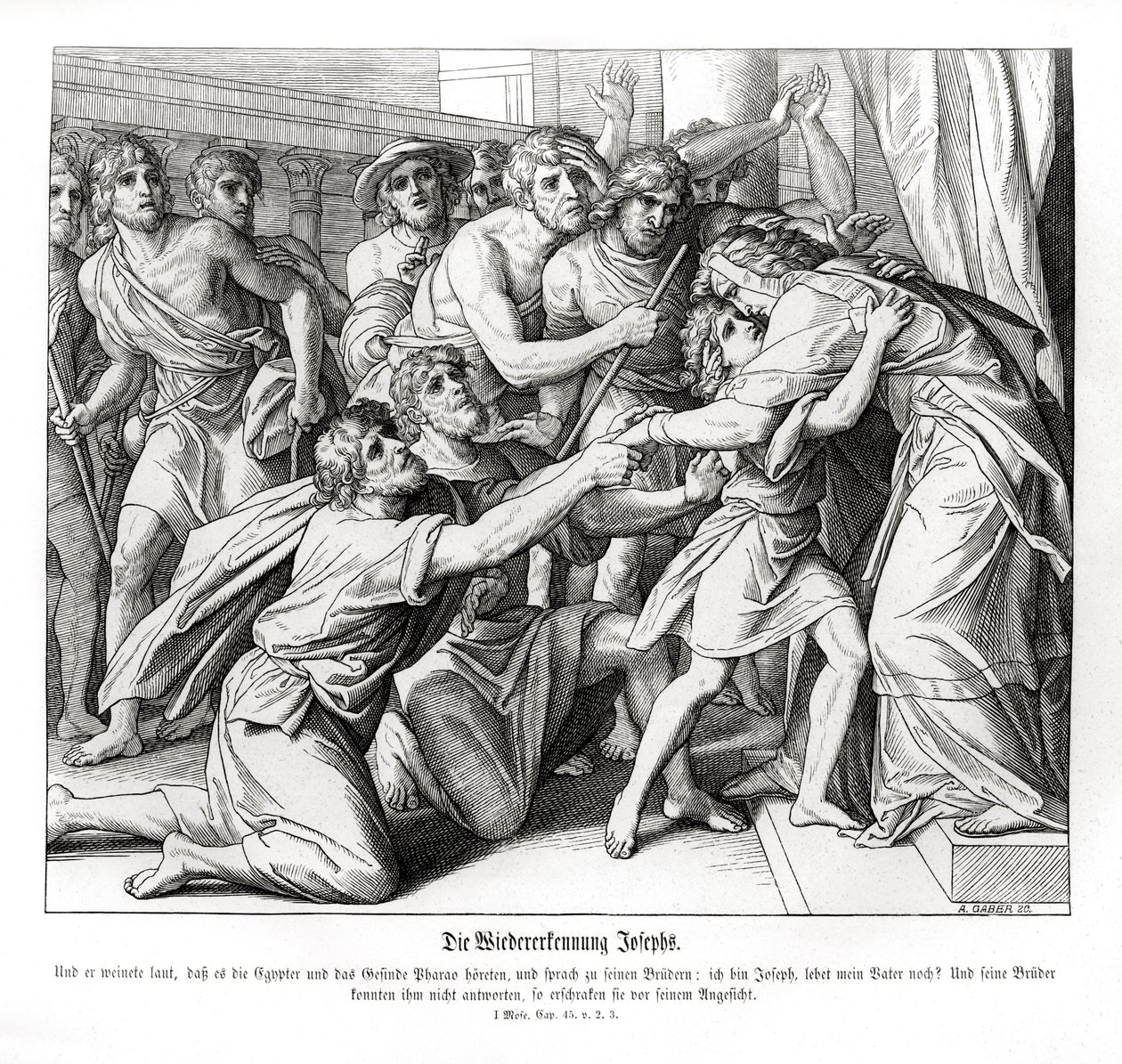 Josef är igenkänd av sina bröder, Genesis av Julius Schnorr von Carolsfeld