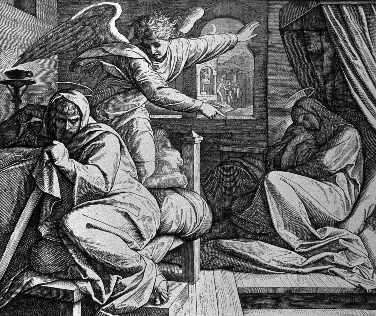 Josef varnas för att fly till Egypten av Julius Schnorr von Carolsfeld