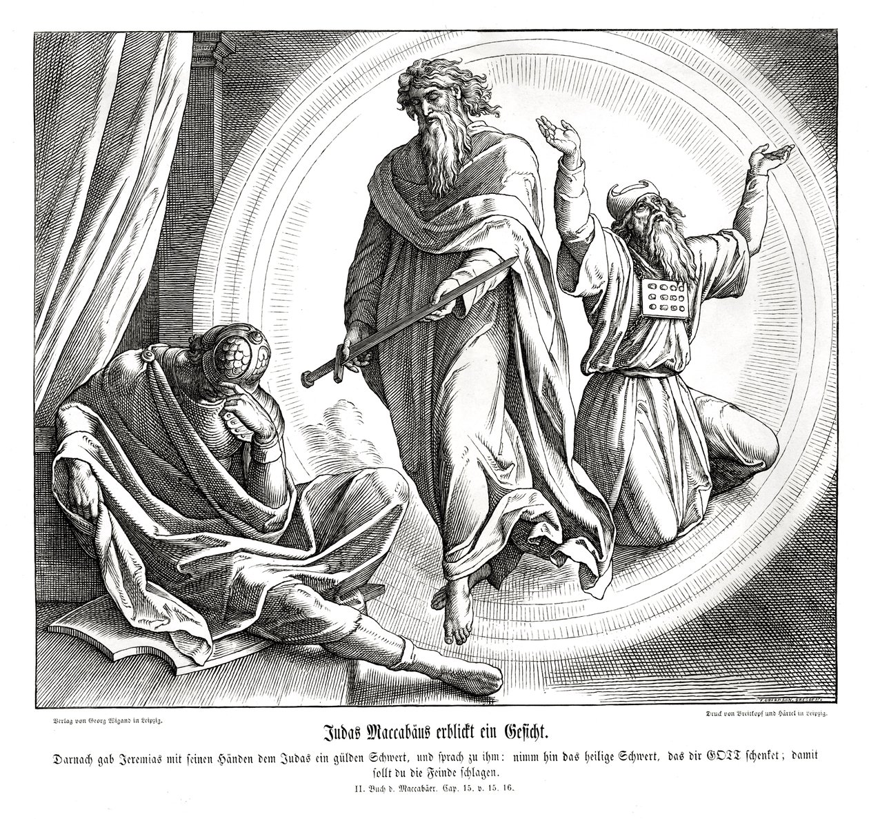 Makkabeer Judas får ett gyllene svärd av Julius Schnorr von Carolsfeld