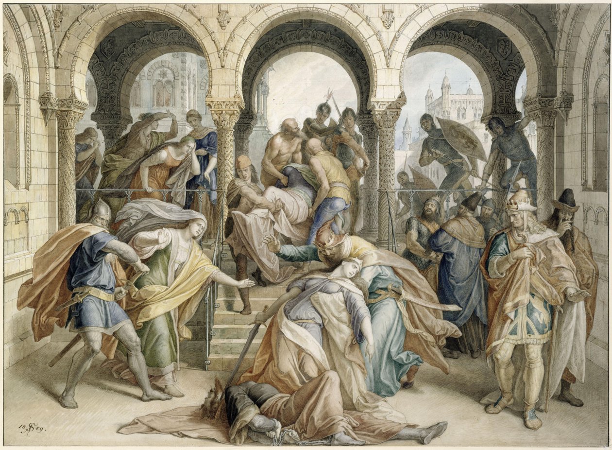 Kriemhilds död av Julius Schnorr von Carolsfeld