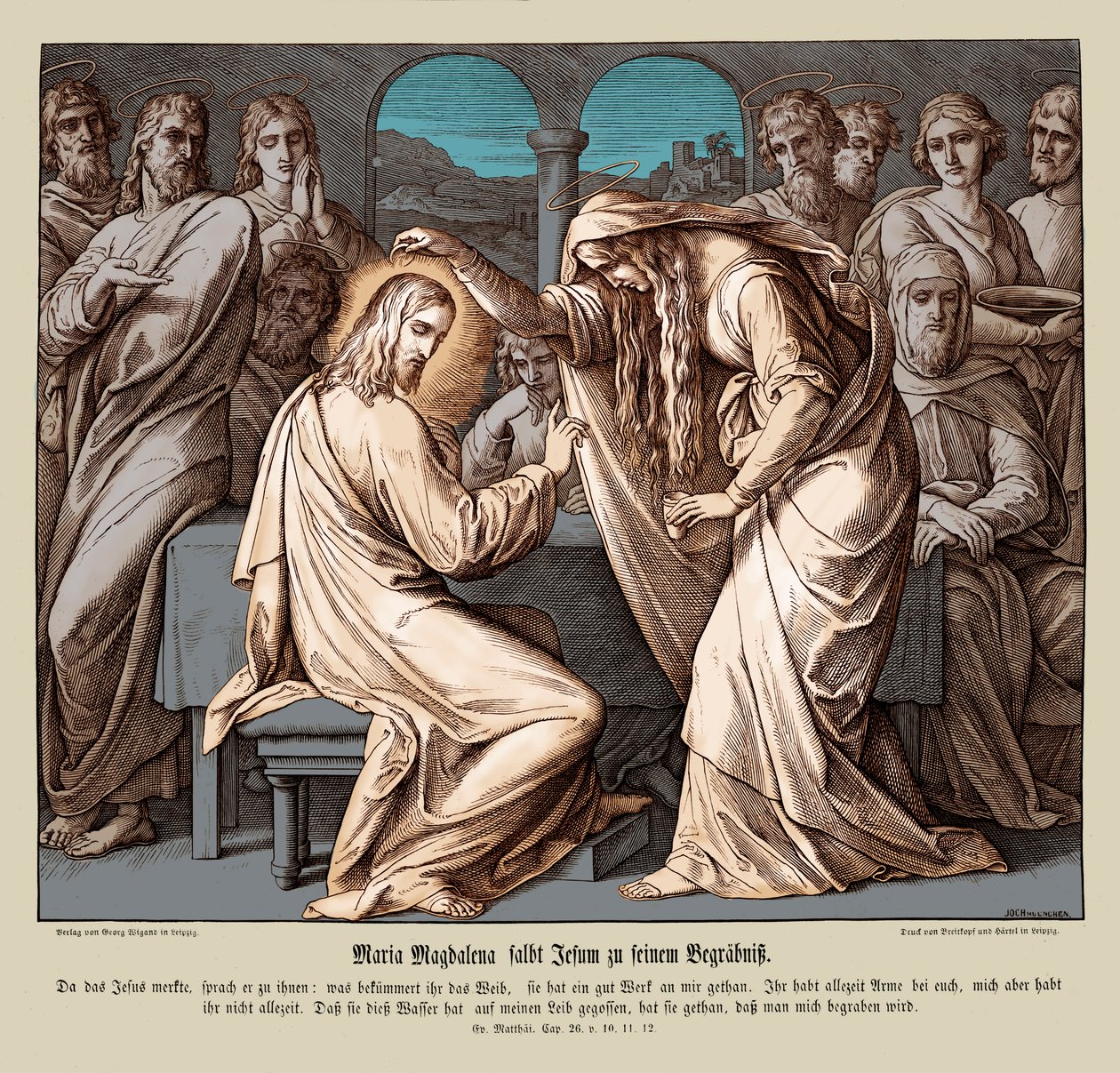 Maria Magdalena smorjer Jesus, Matteusevangeliet av Julius Schnorr von Carolsfeld