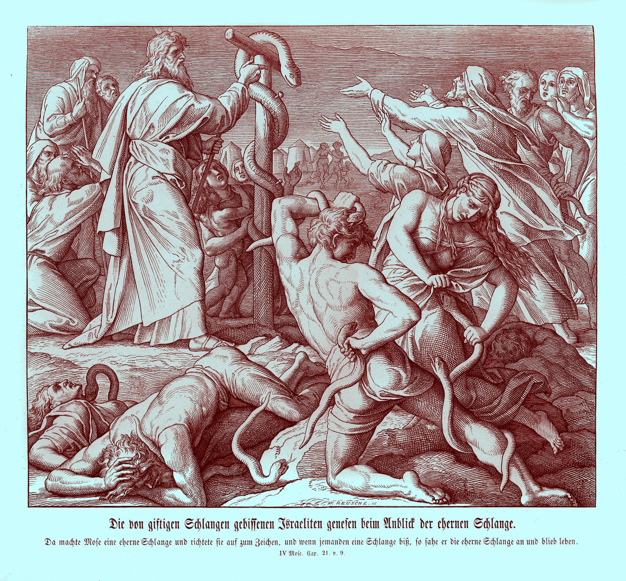 Moses och ormen av koppar, 4 Mosebok av Julius Schnorr von Carolsfeld