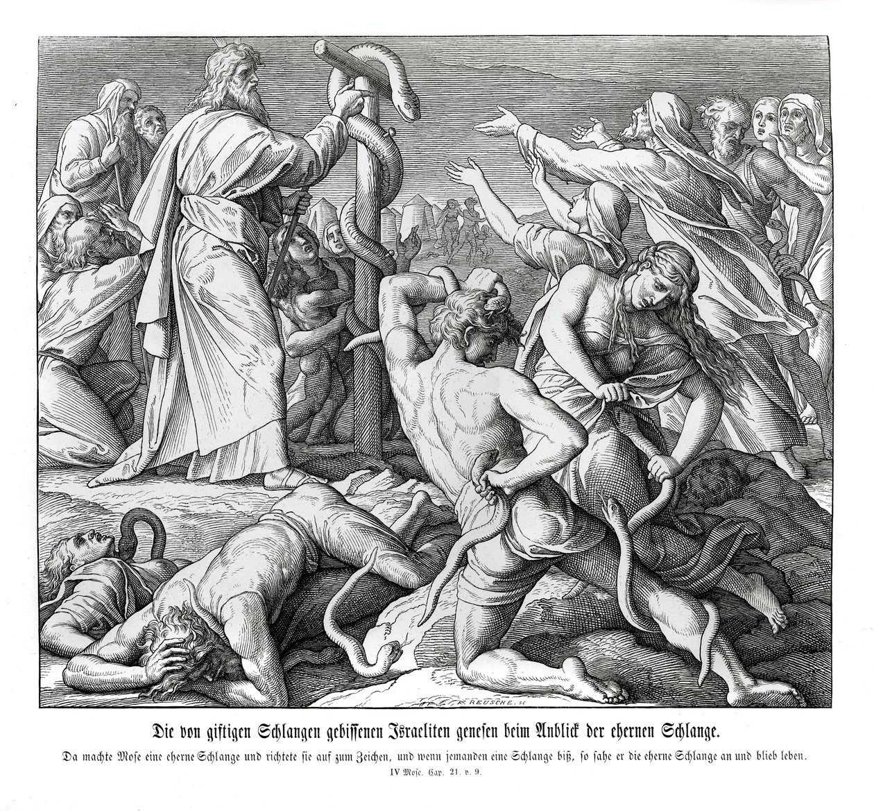 Moses och ormen av koppar, 4 Mosebok av Julius Schnorr von Carolsfeld