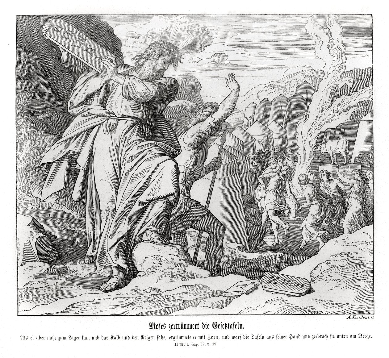 Mose bryter budtavlor, 2 Mos av Julius Schnorr von Carolsfeld