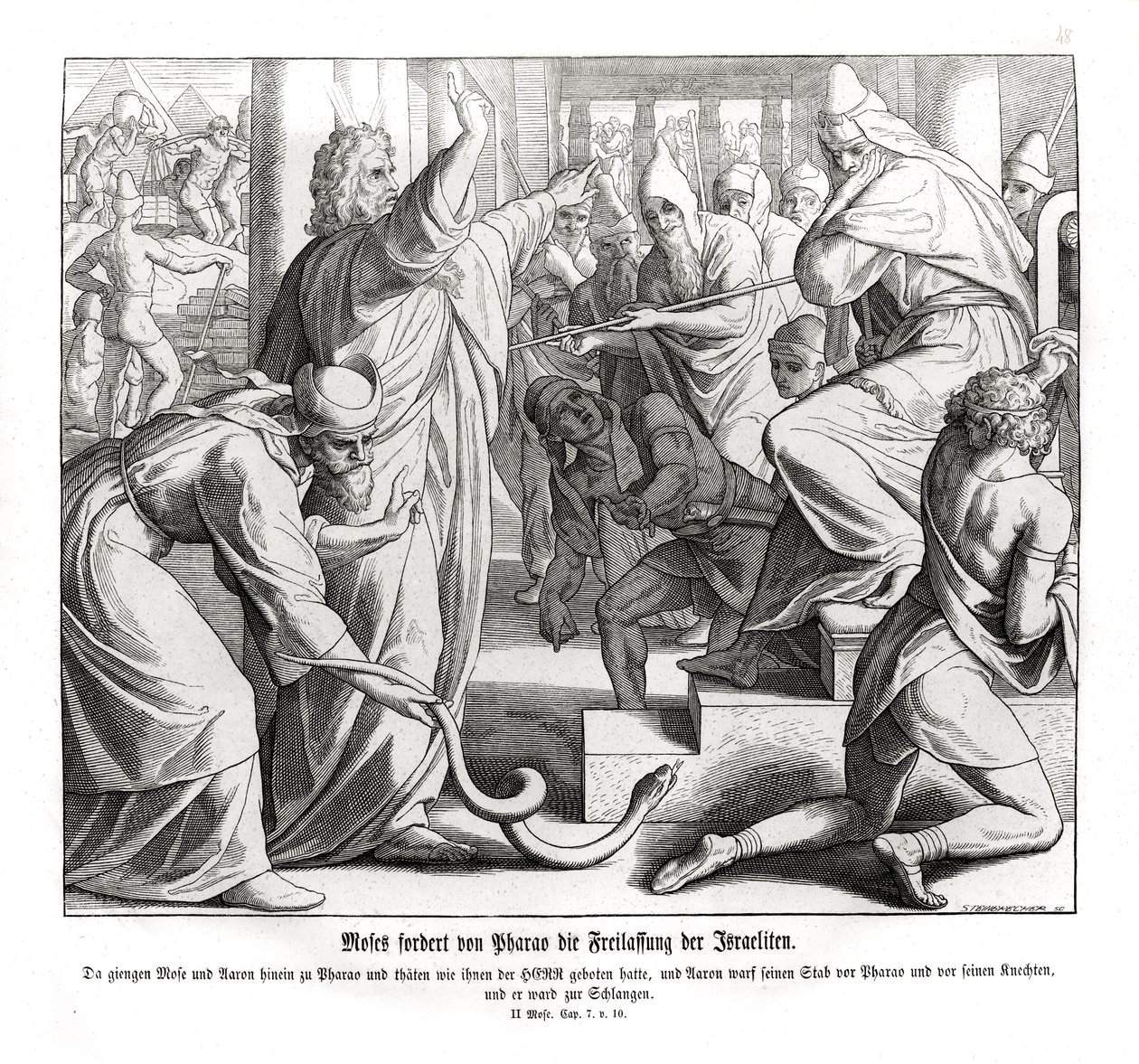 Mose kräver israeliternas befrielse, Exodus av Julius Schnorr von Carolsfeld