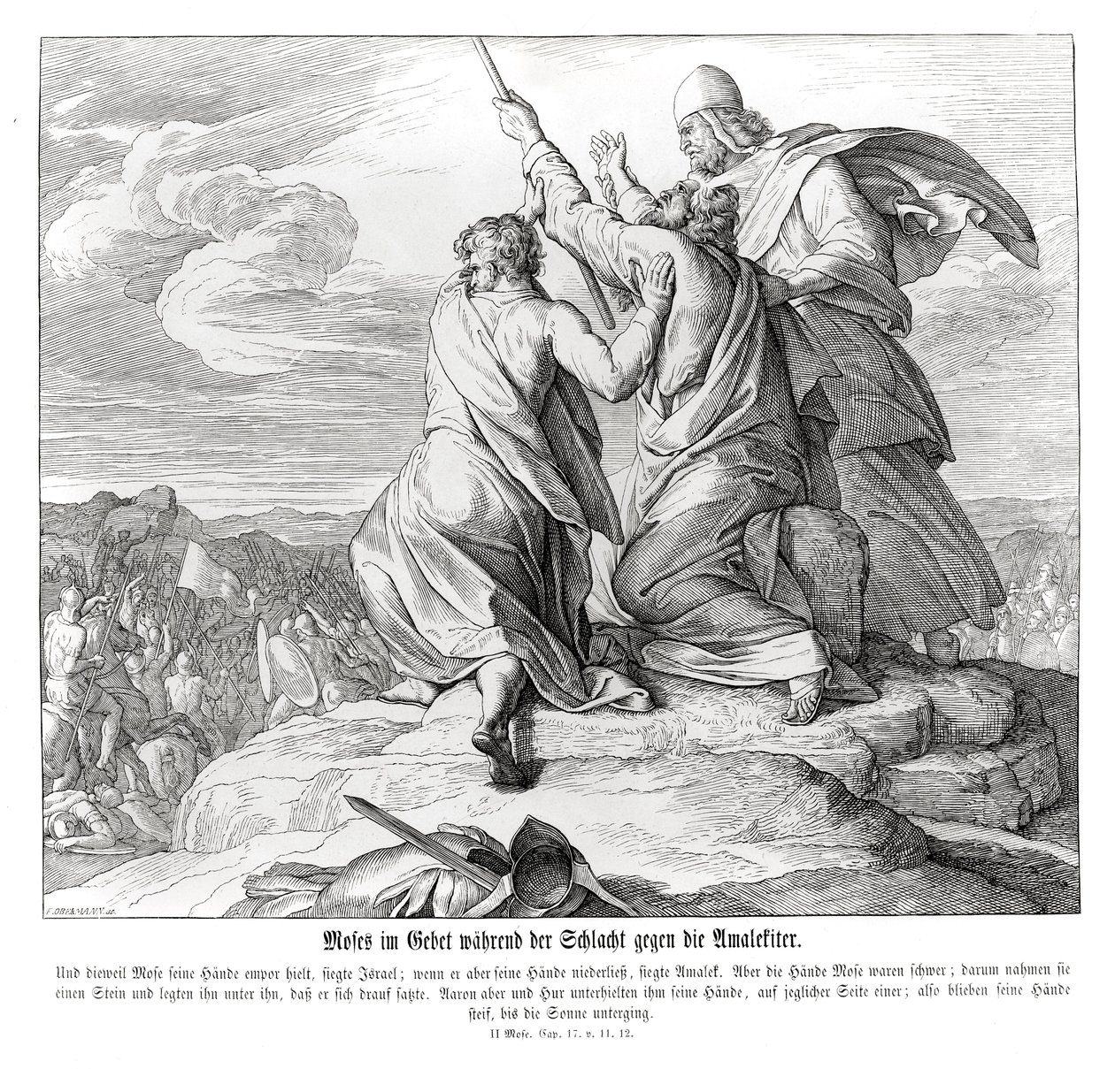 Moses ber under striden med Amalek, Exodus av Julius Schnorr von Carolsfeld
