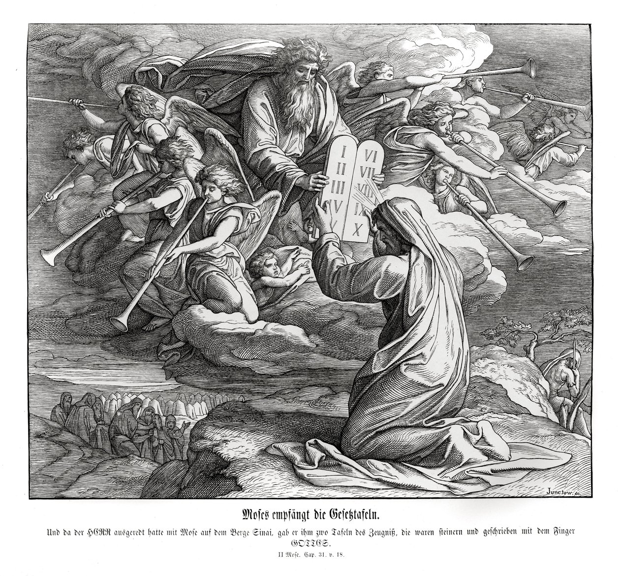 Mose tar emot buden, Exodus av Julius Schnorr von Carolsfeld