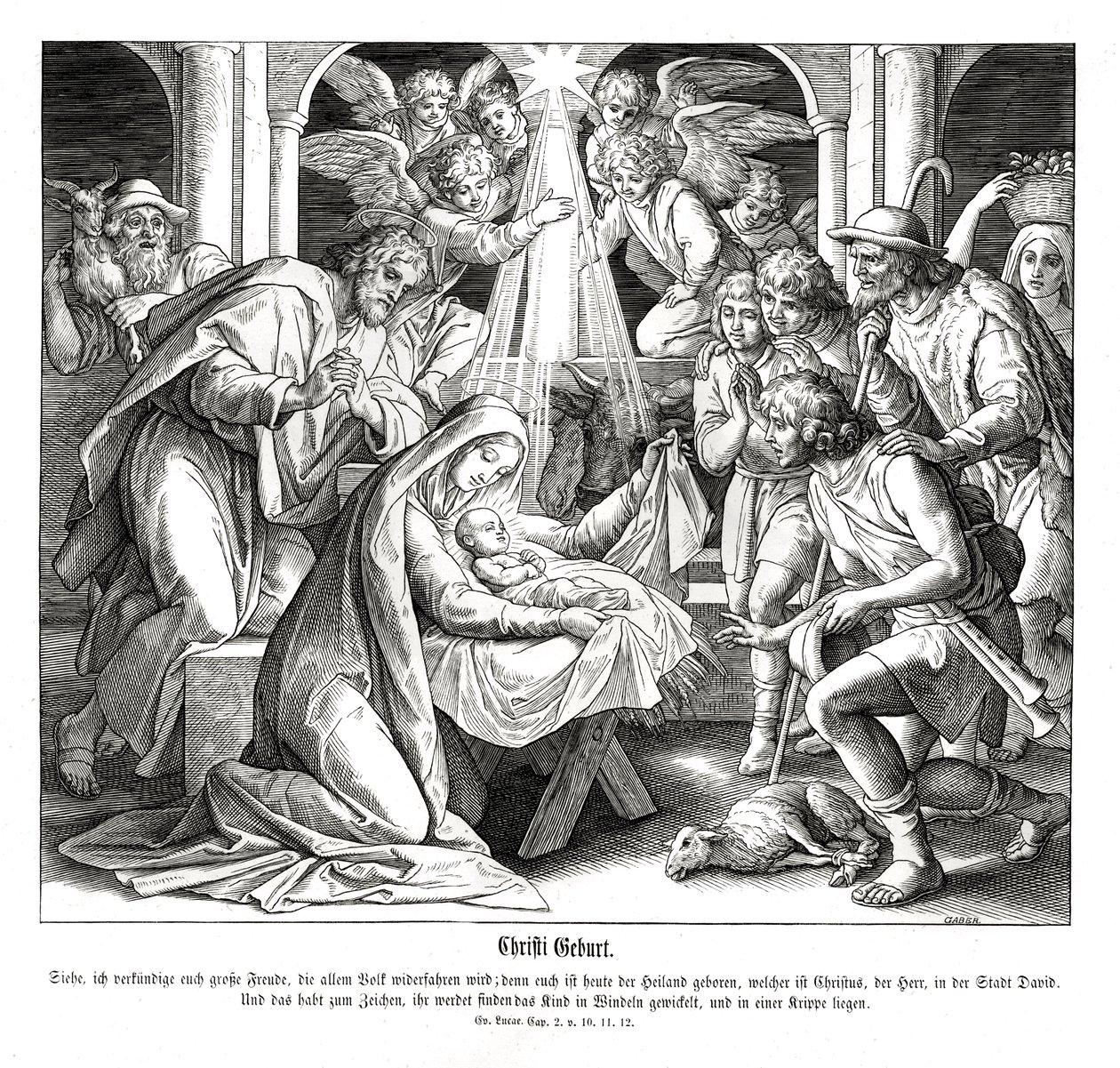 Födelse, Lukasevangeliet av Julius Schnorr von Carolsfeld