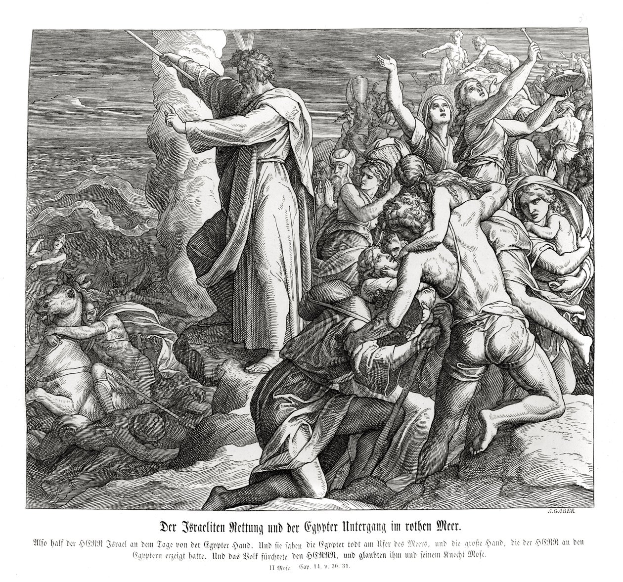Röda havets delning, Exodus av Julius Schnorr von Carolsfeld