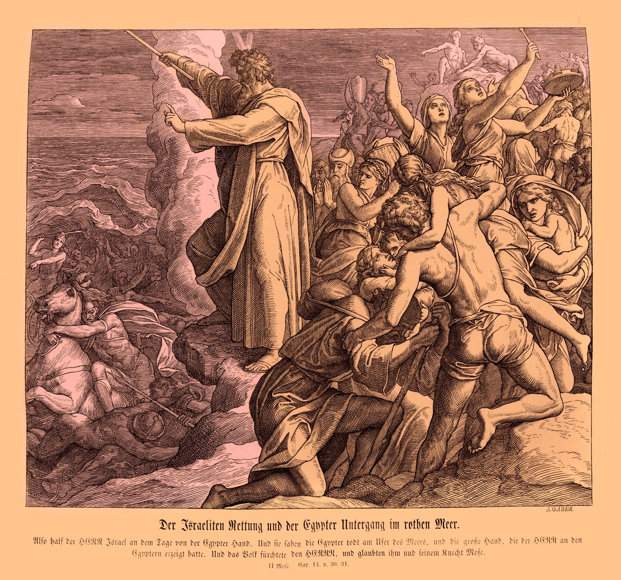 Röda havets delning, Exodus av Julius Schnorr von Carolsfeld