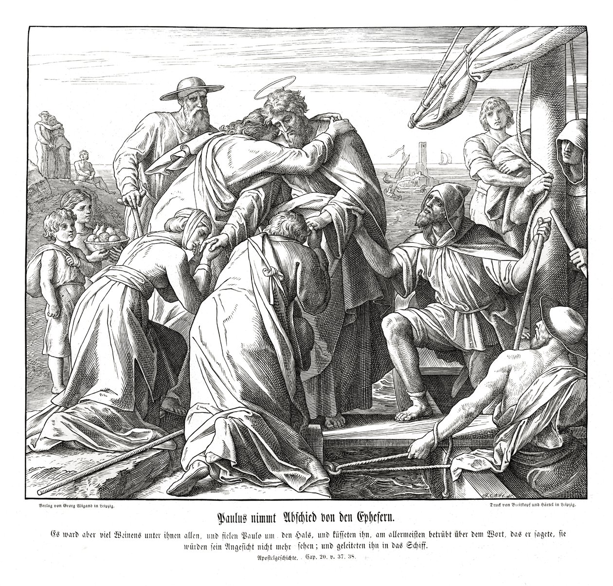 Paulus lämnar Efesierna, Apostlagärningarna av Julius Schnorr von Carolsfeld