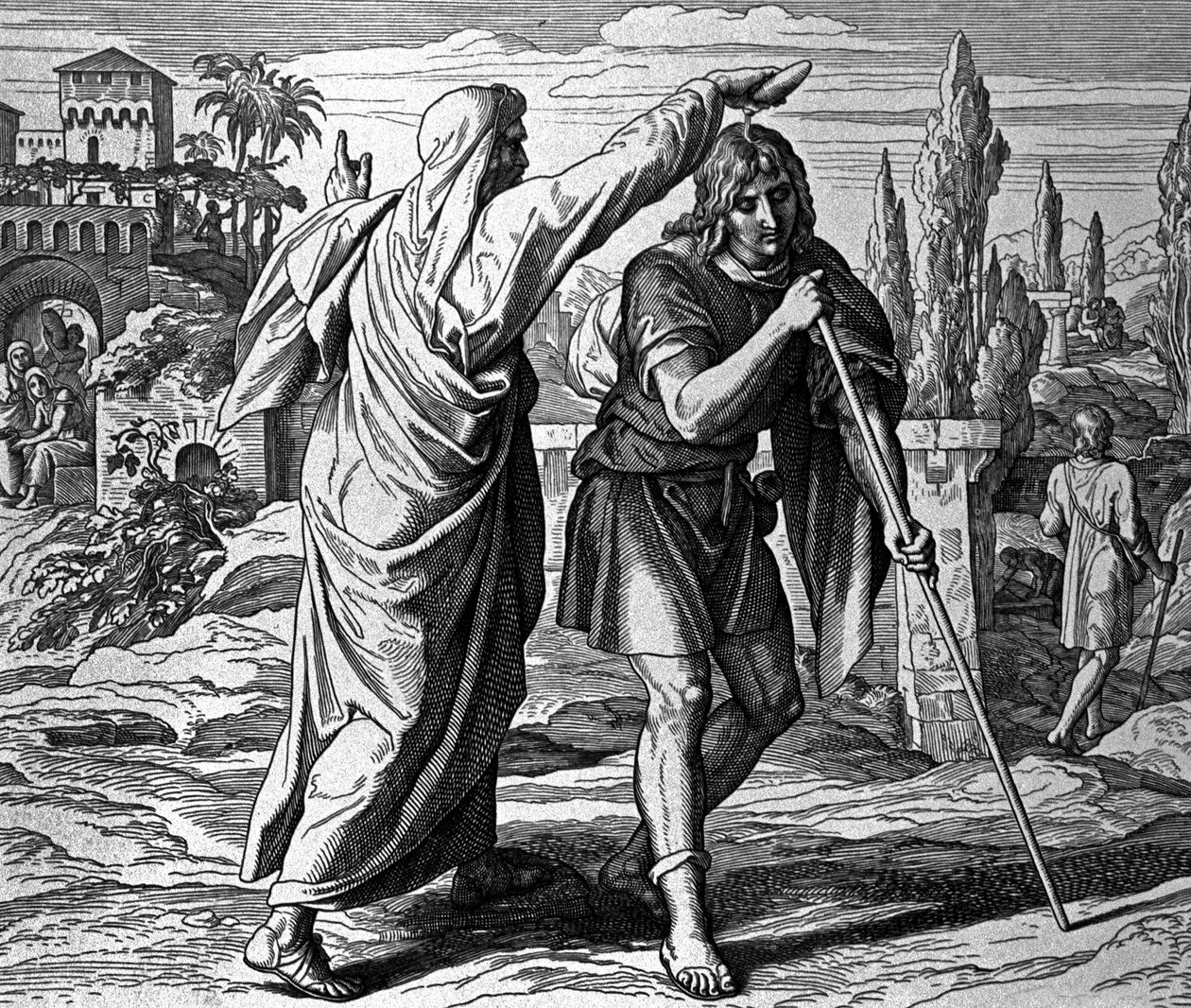 Samuel smörjer Saul till Israels kung av Julius Schnorr von Carolsfeld