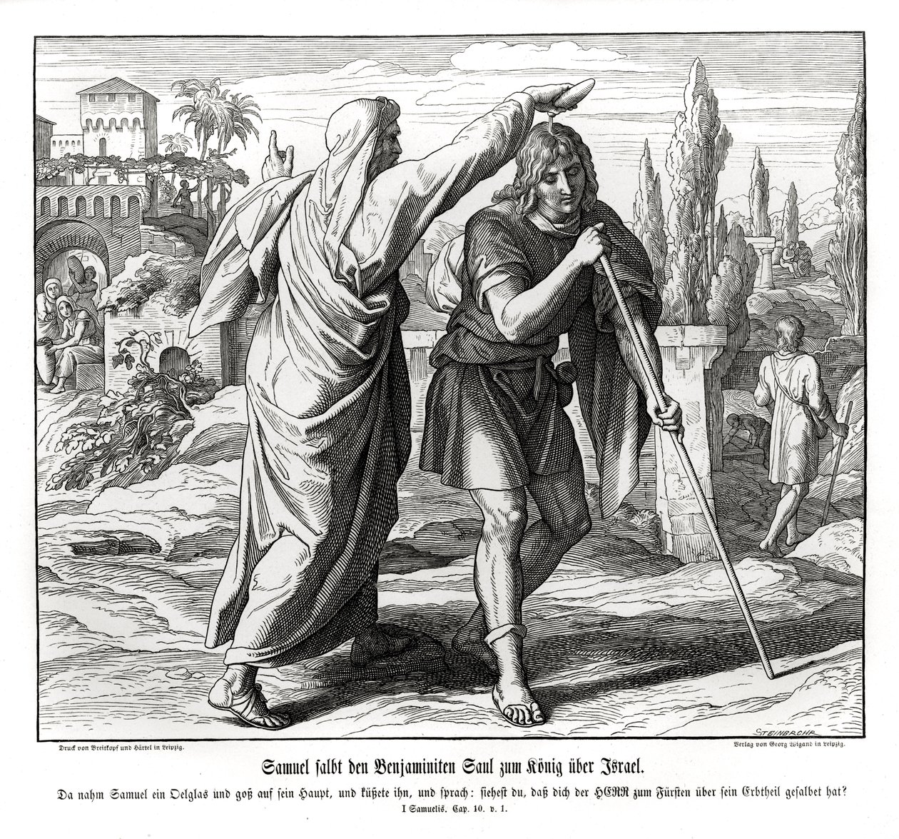 Samuel smörjer Saul till Israels kung av Julius Schnorr von Carolsfeld