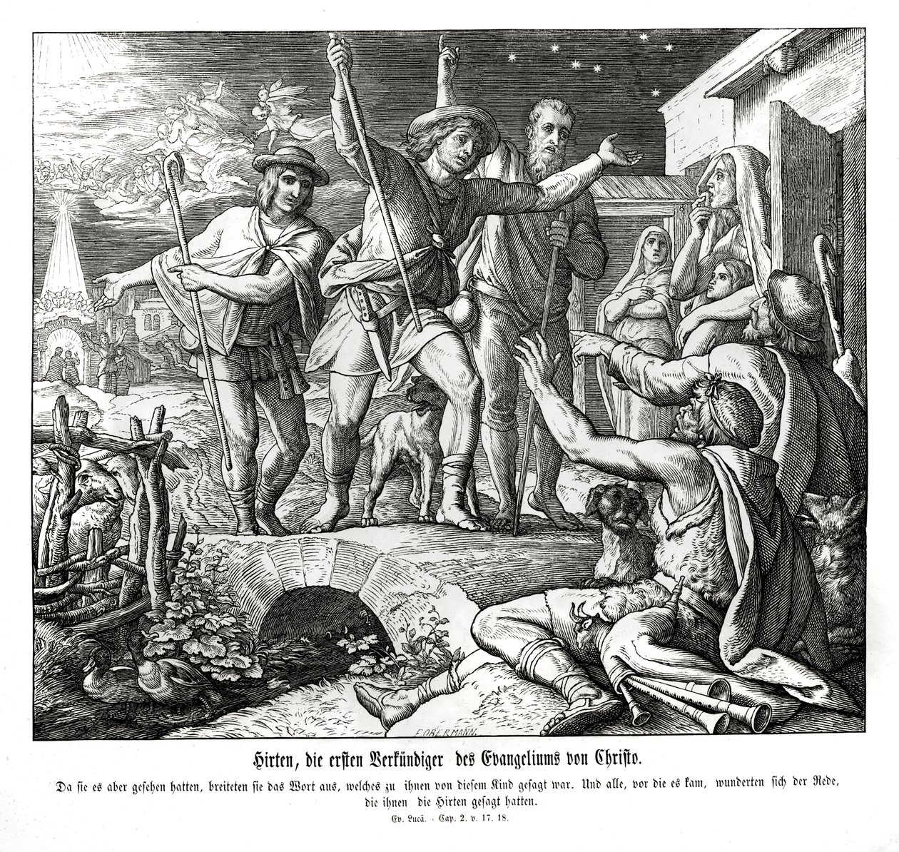 Herdar sprider evangeliet, Lukasevangeliet av Julius Schnorr von Carolsfeld