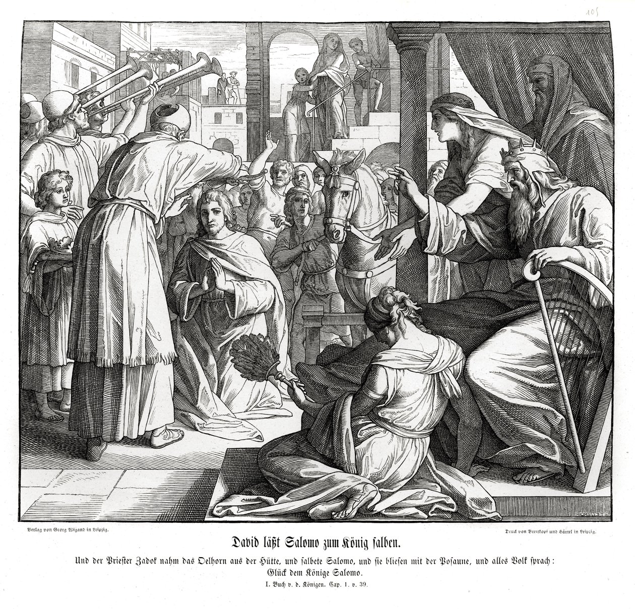 Salomo är smord till kung av Julius Schnorr von Carolsfeld