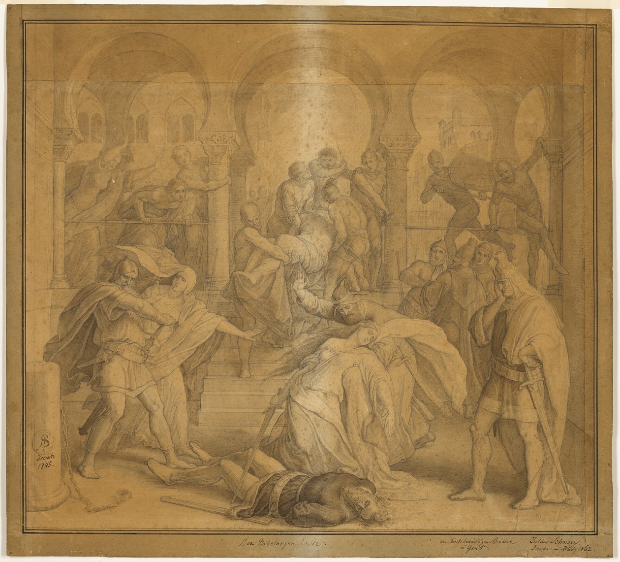 Nibelungens slut - Kriemhilds död av Julius Schnorr von Carolsfeld