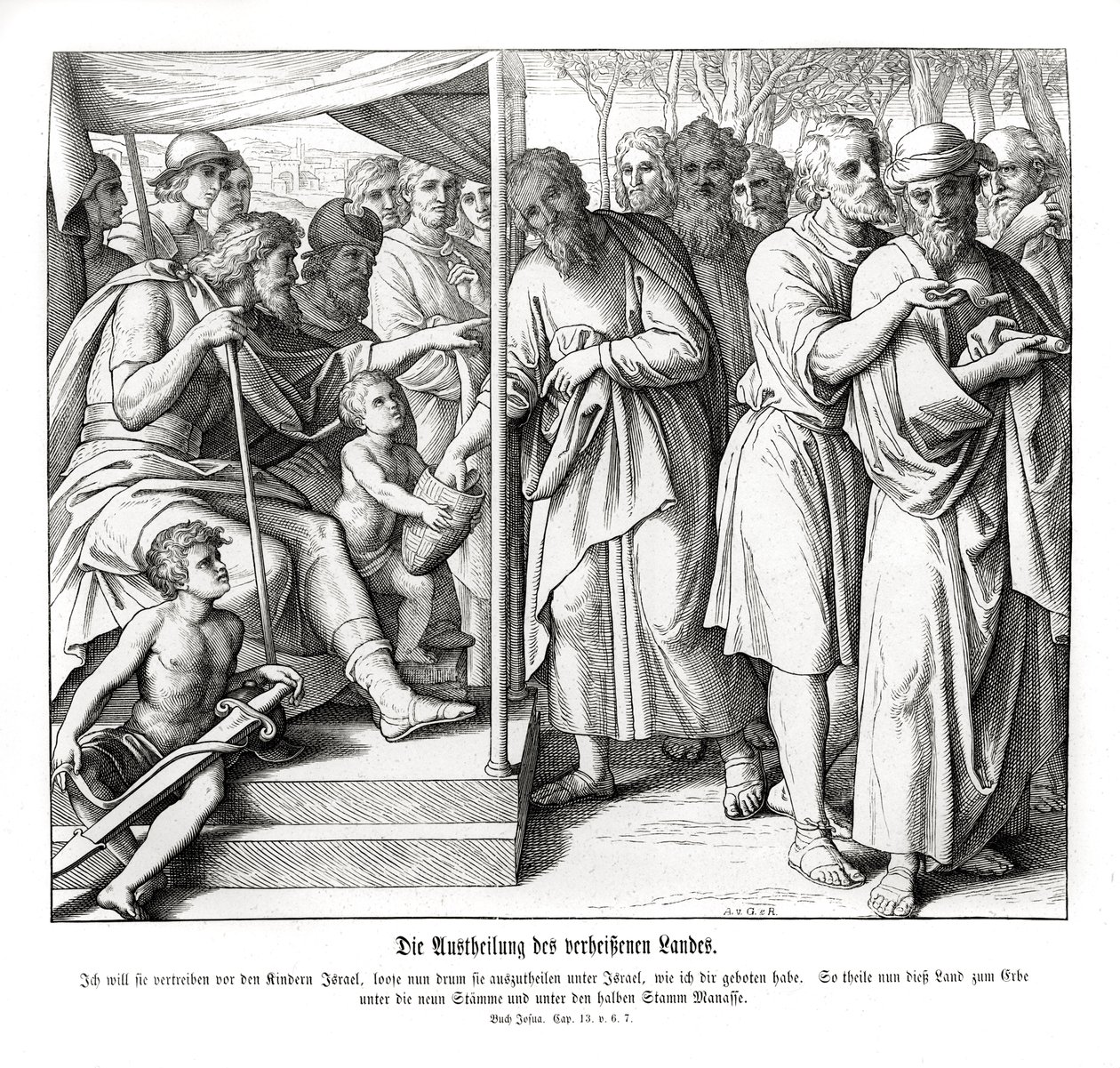 Delningen av det utlovade landet, Josua av Julius Schnorr von Carolsfeld