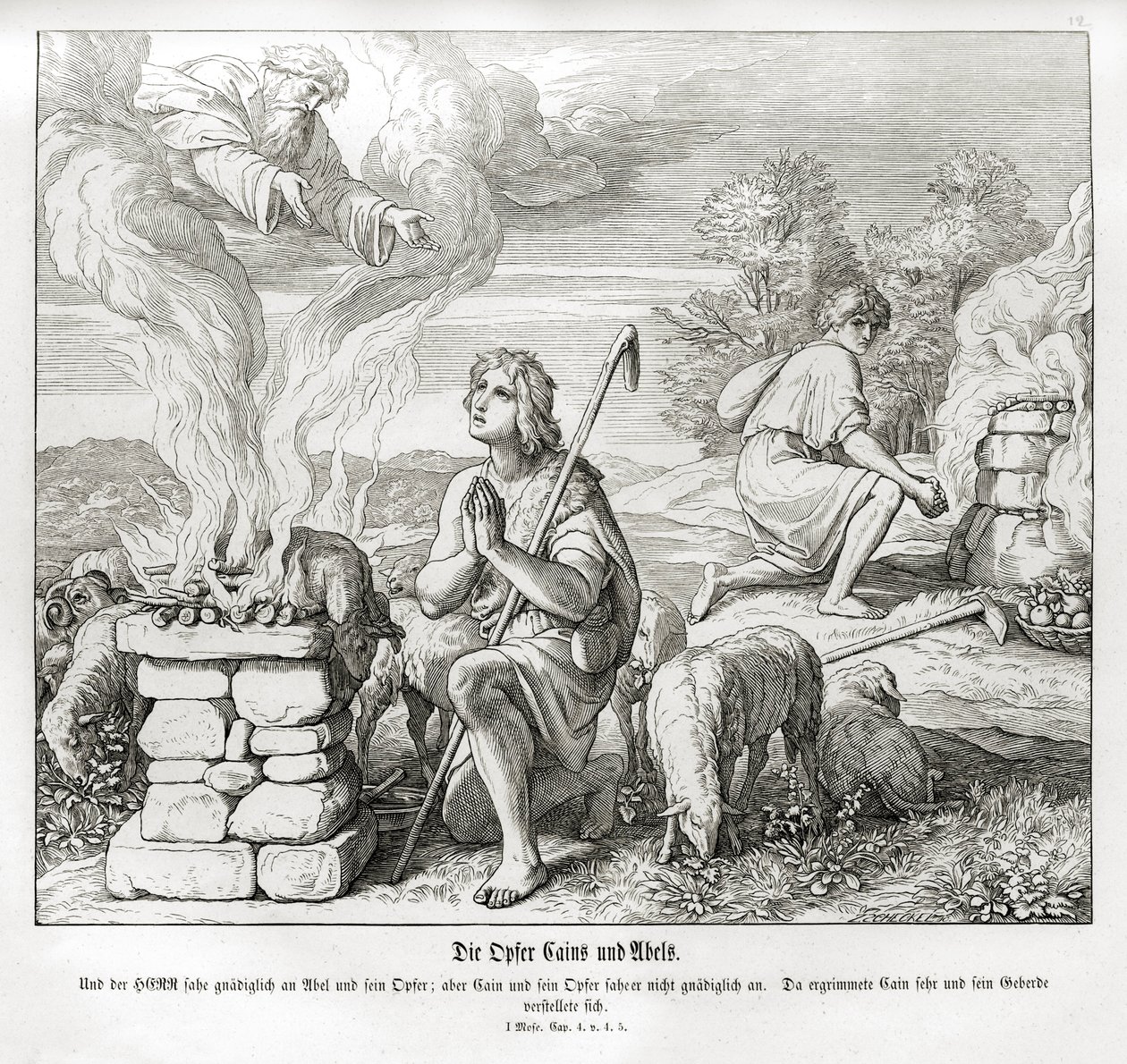 Kains och Abels offer, 1 Mosebok av Julius Schnorr von Carolsfeld