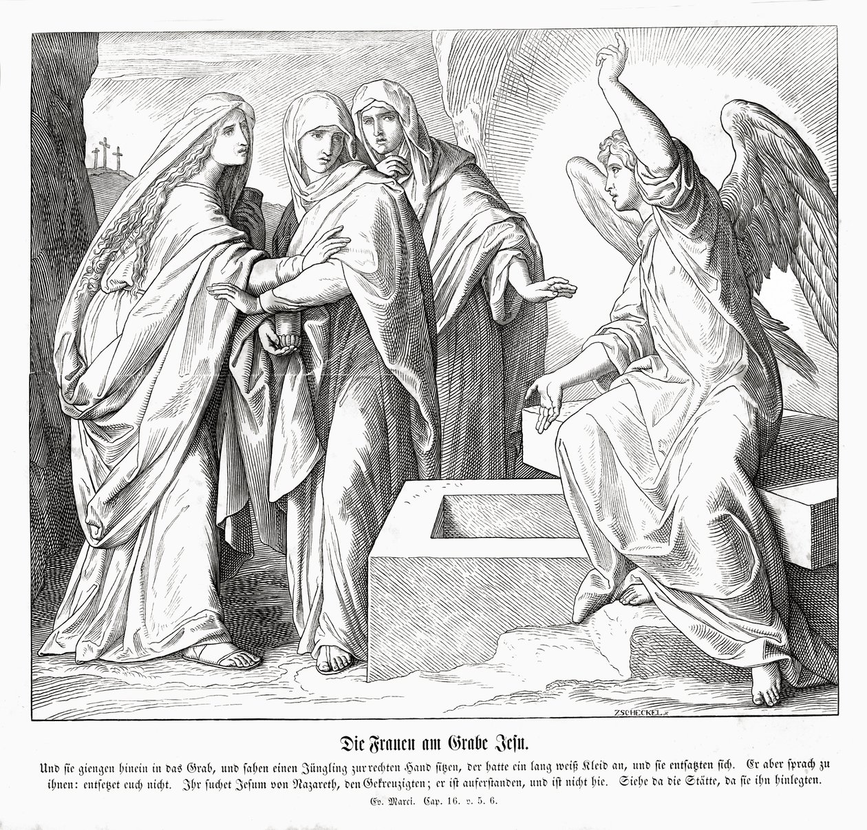 Kvinnorna vid Jesu grav, Markusevangeliet av Julius Schnorr von Carolsfeld