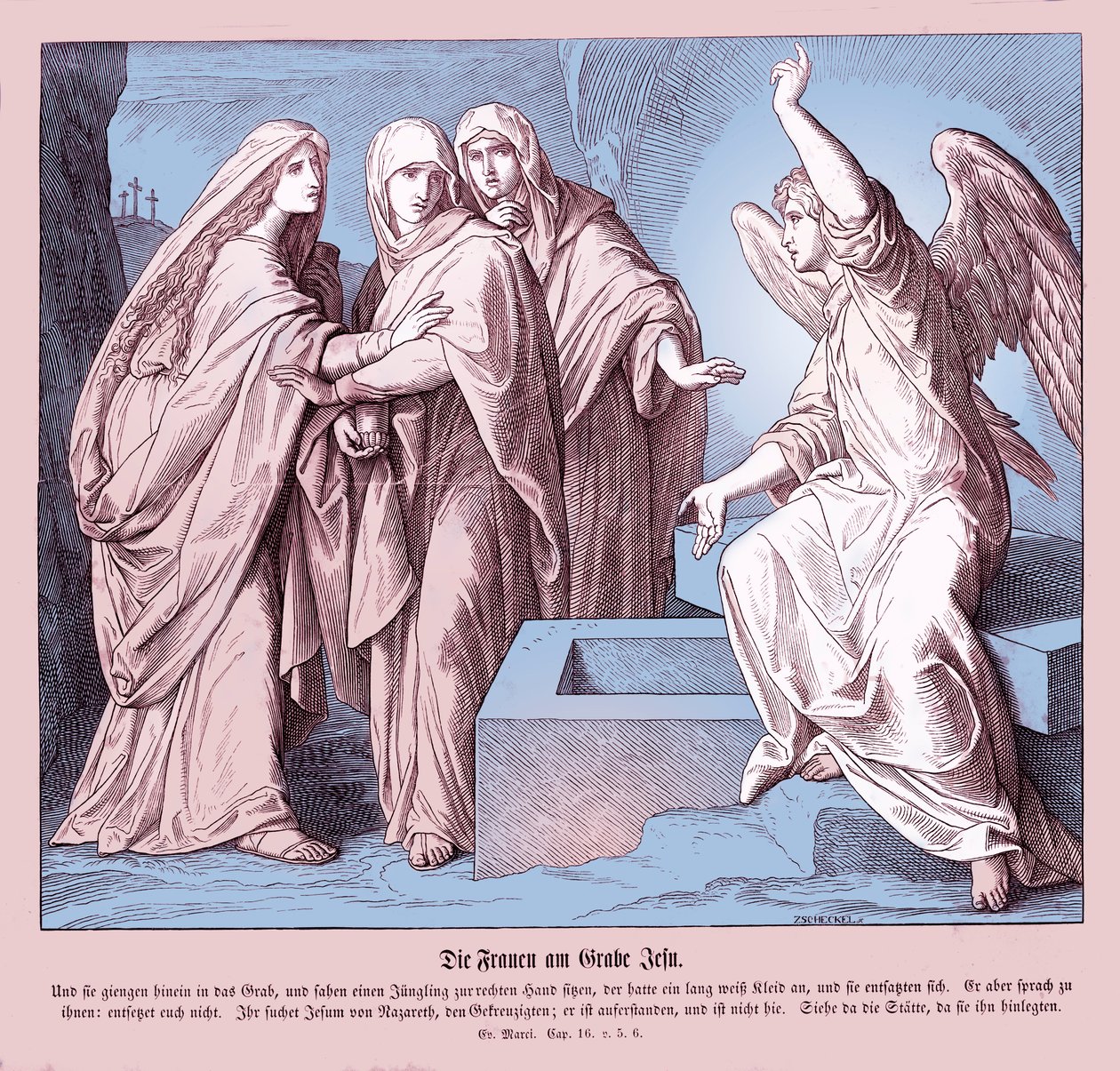 Kvinnorna vid Jesu grav, Markusevangeliet av Julius Schnorr von Carolsfeld