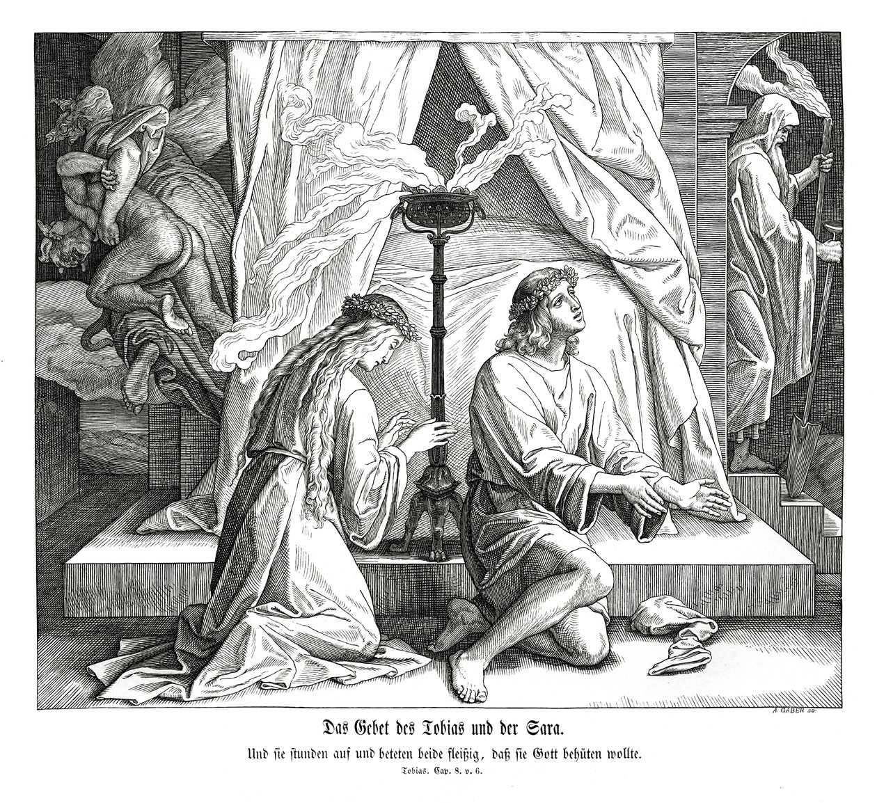 Tobias och Saras bön, Tobits bok av Julius Schnorr von Carolsfeld