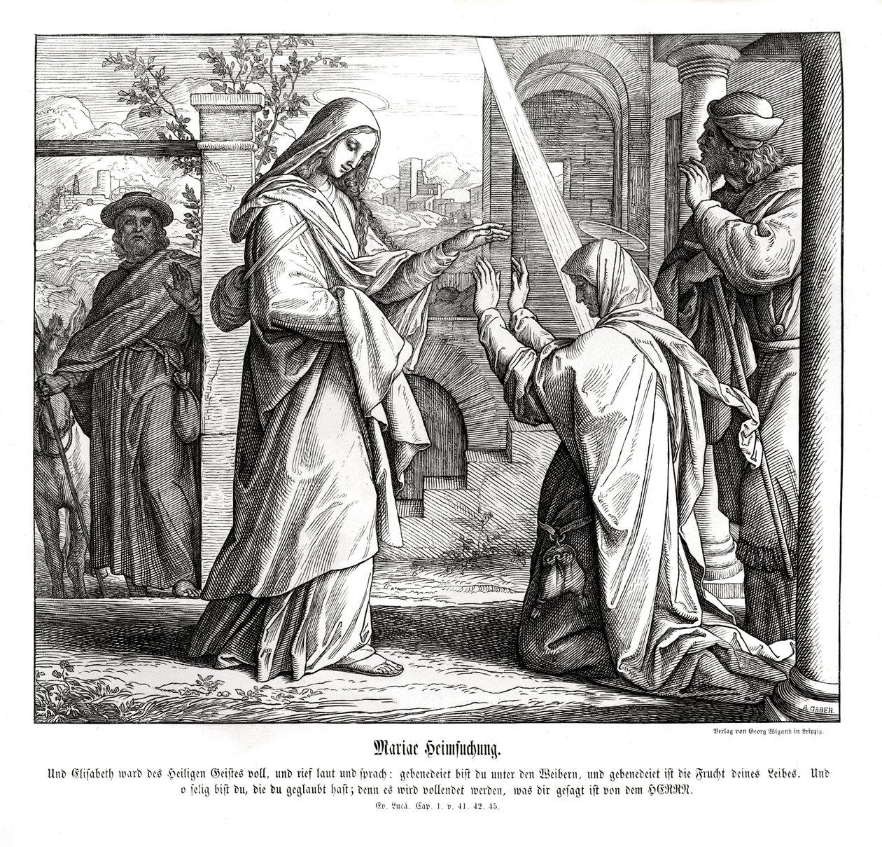 Besök av Maria, Lukasevangeliet av Julius Schnorr von Carolsfeld