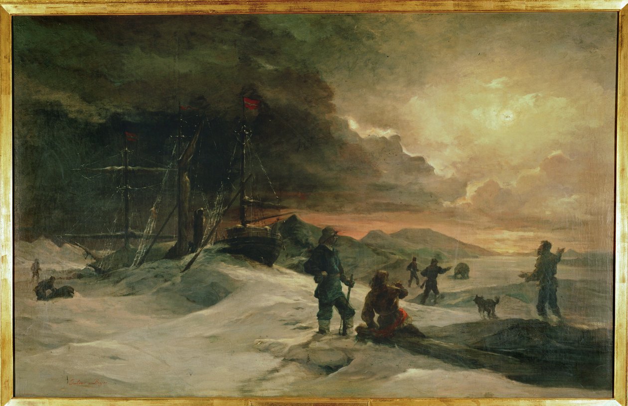Två österrikiska officerare, Julius von Payer och Karl Weyprecht ... (målning på duk) av Julius Von Payer