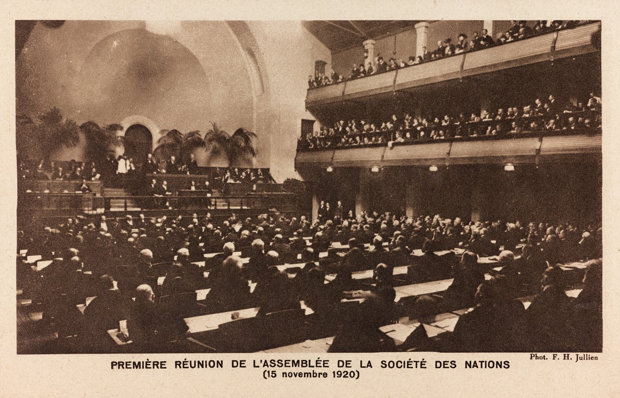 Album " Jack Bosio - War Campaign 1917-1920 ": Första mötet i Förenta Nationernas kompanier i Genève 15 november av Jullien F. H.