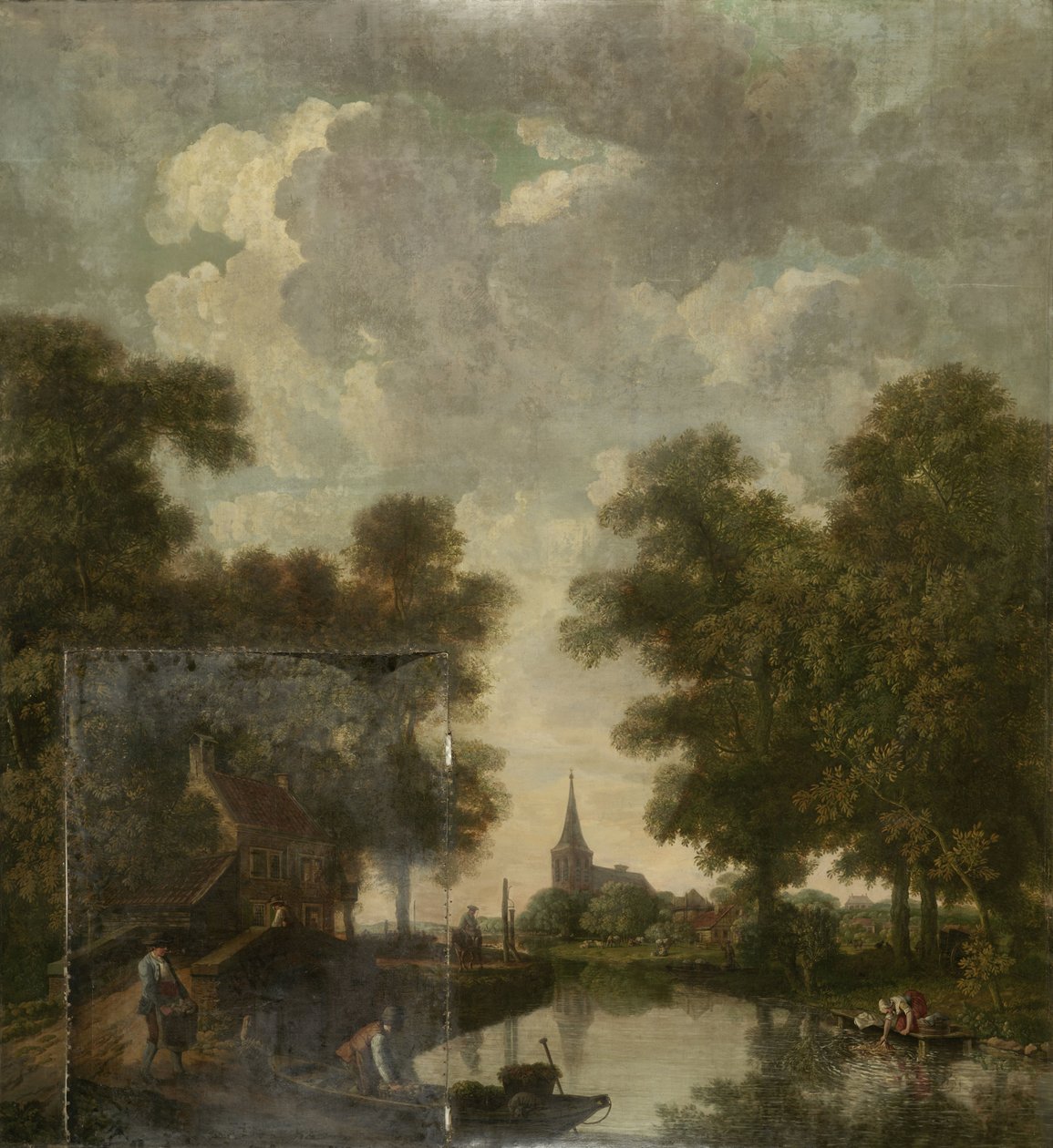 Tapetmålning med ett holländskt landskap med en flod av Jurriaan Andriessen (attributed to)