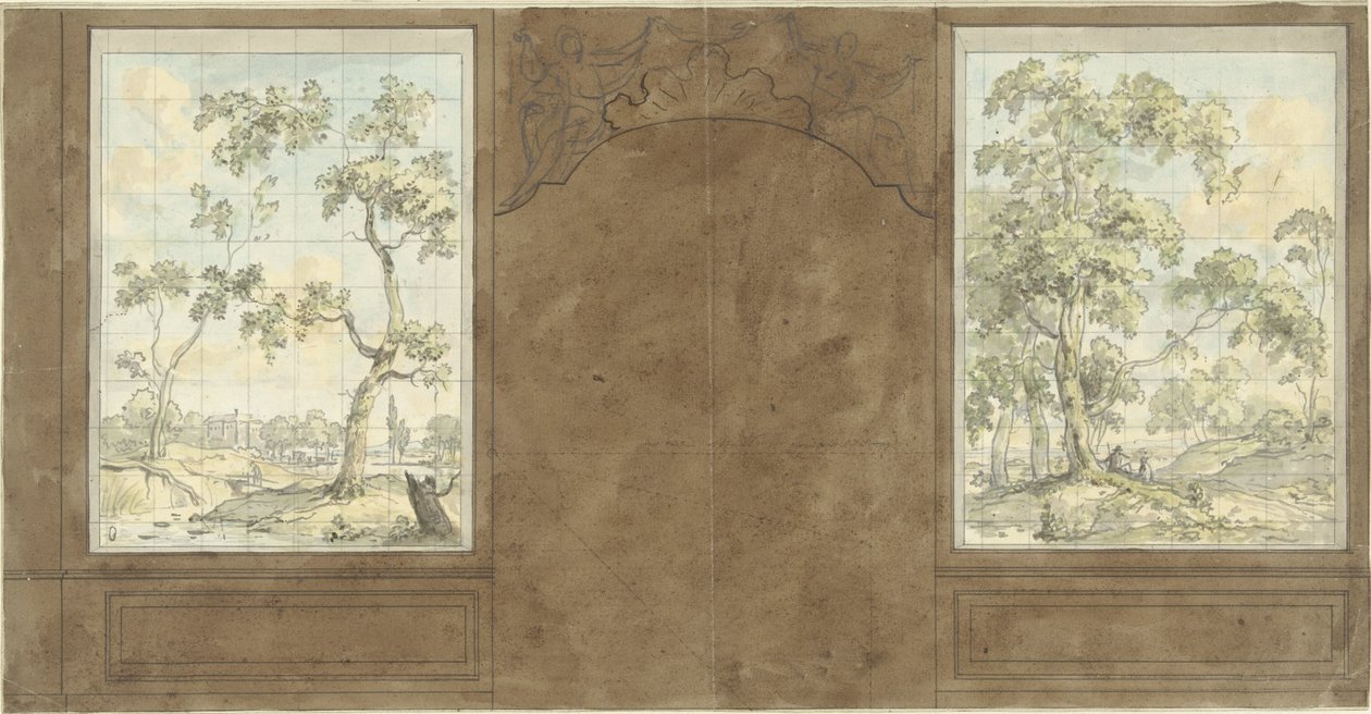Förslag till väggen i Jan de Groots sal, Keizersgracht 187 av Jurriaan Andriessen