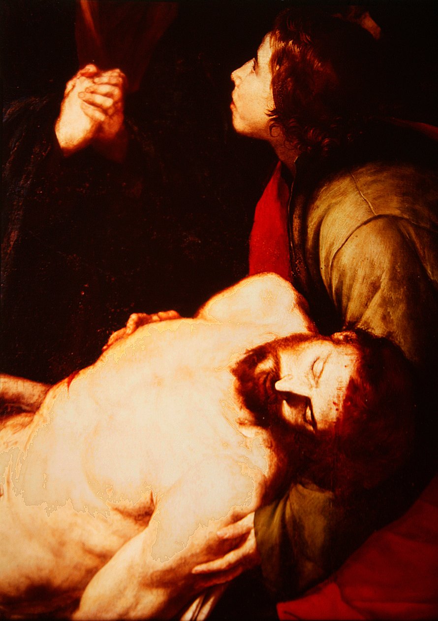 Detalj av nedstigningen från korset (detalj av 186205) av Jusepe de Ribera