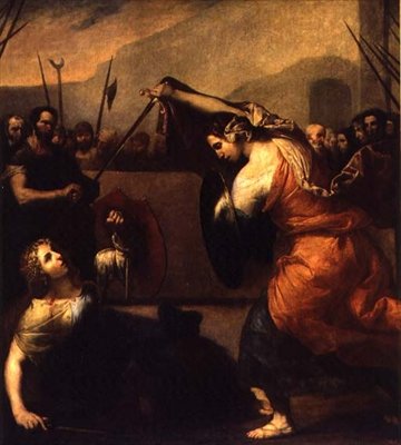 Duellen mellan Isabella de Carazzi och Diambra de Pettinella av Jusepe de Ribera