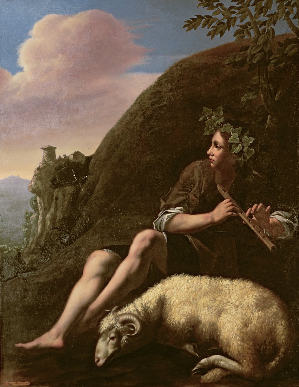 Pastoral, Herde och får (olja på duk) (post restaurering) av Jusepe de (follower of) Ribera