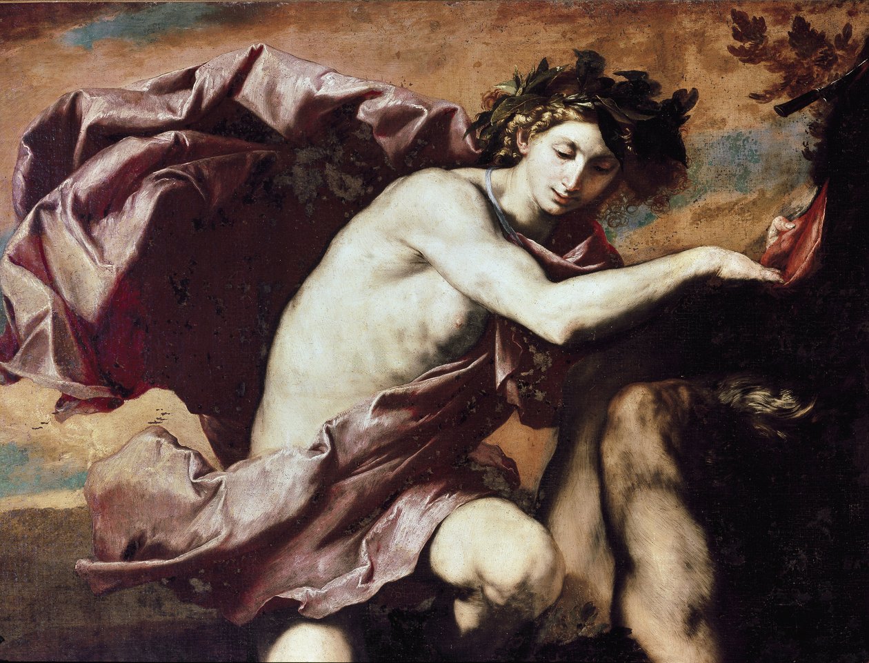 Apollo och Marsyas Apollo, efter att ha vunnit utmaningen mot Marsyas, får honom att skala och sedan kasta honom i en grotta. av Jusepe de Ribera