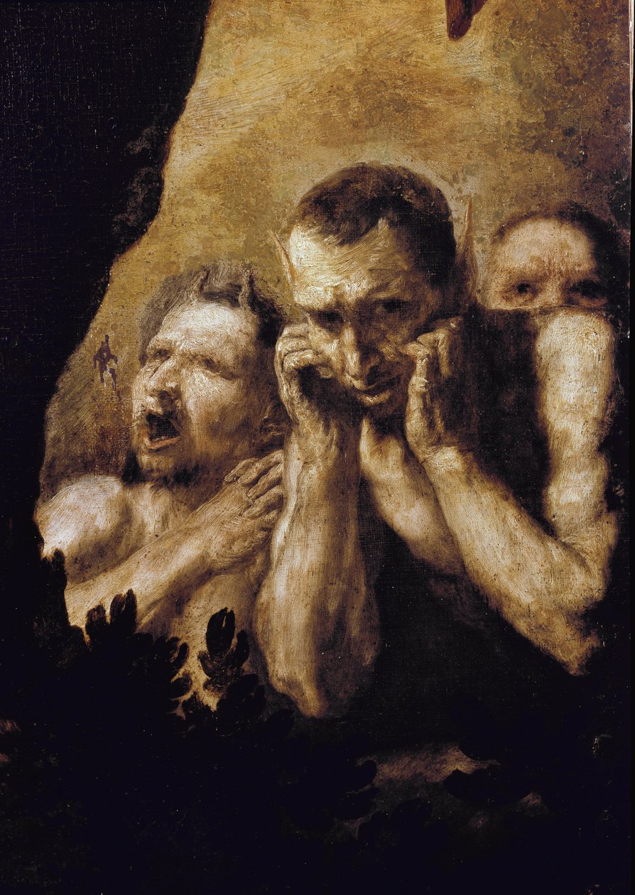 Apollo och Marsyas Apollo, efter att ha vunnit utmaningen mot Marsyas, får honom att skala och sedan kasta honom i en grotta. (detalj). Målning av Jose de Ribera dit lo Spagnoletto (1591-1652) av Jusepe de Ribera