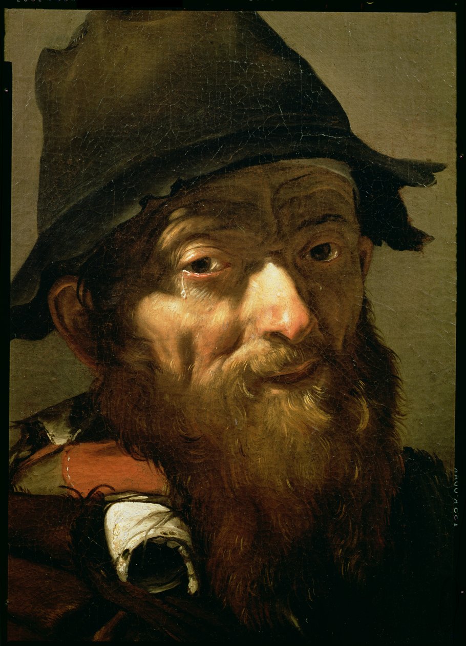 Chef för en gammal man, detalj av Porträtt av en gammal man med en lökolja på dukdetalj av 91076 av Jusepe de Ribera