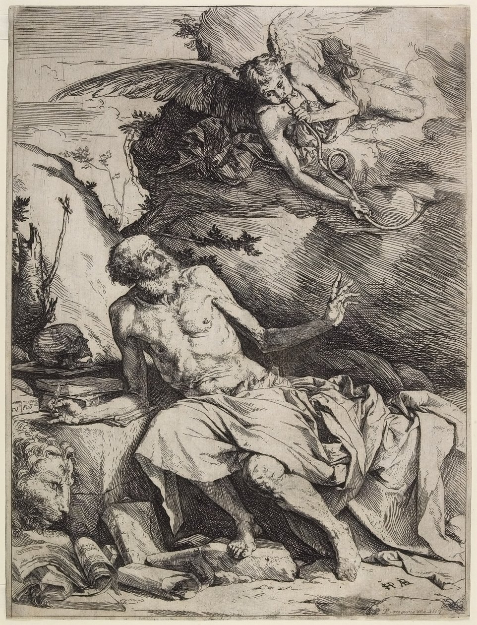 Den helige Jerome höra den sista domens trumpet, ca. 1621 av Jusepe de Ribera