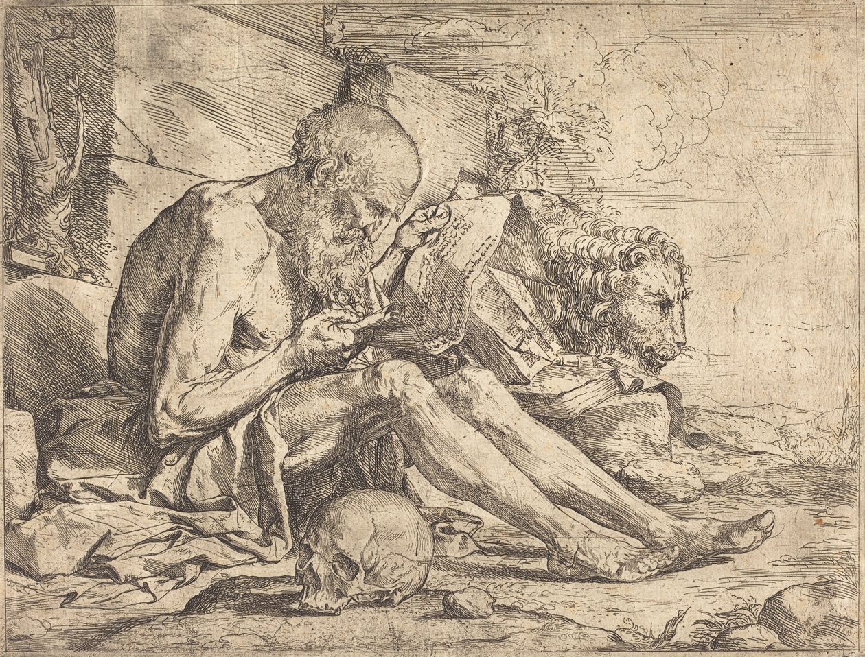 Saint Jerome Reading av Jusepe de Ribera