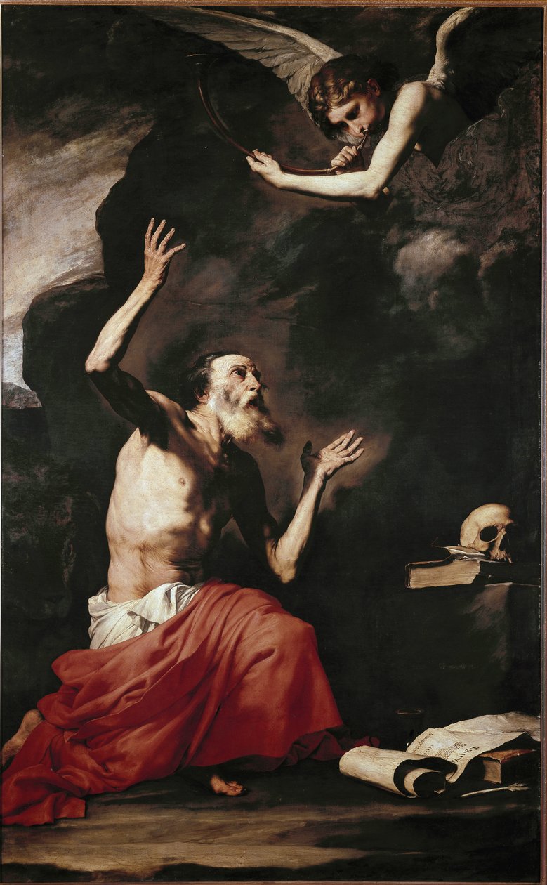 Saint Hieronymus och ängeln (olja på duk av Jusepe de Ribera