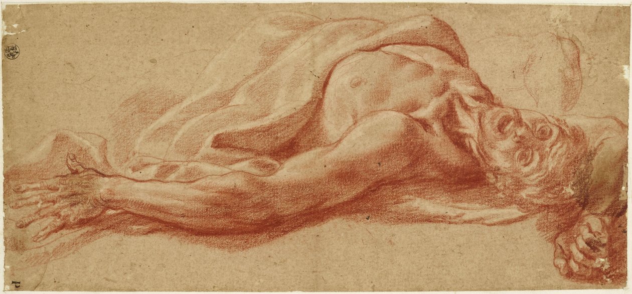 Studie av en liggande manlig figur av Jusepe de Ribera