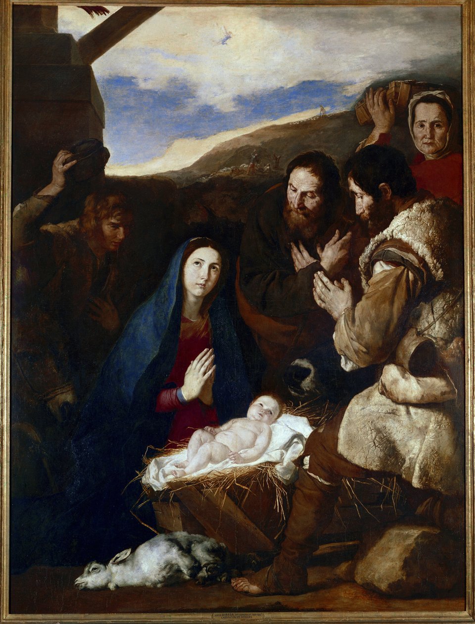 Herdarnas tillbedjan målning av Jose de Ribera dit il Spagnoletto "" spanjoren""" av Jusepe de Ribera