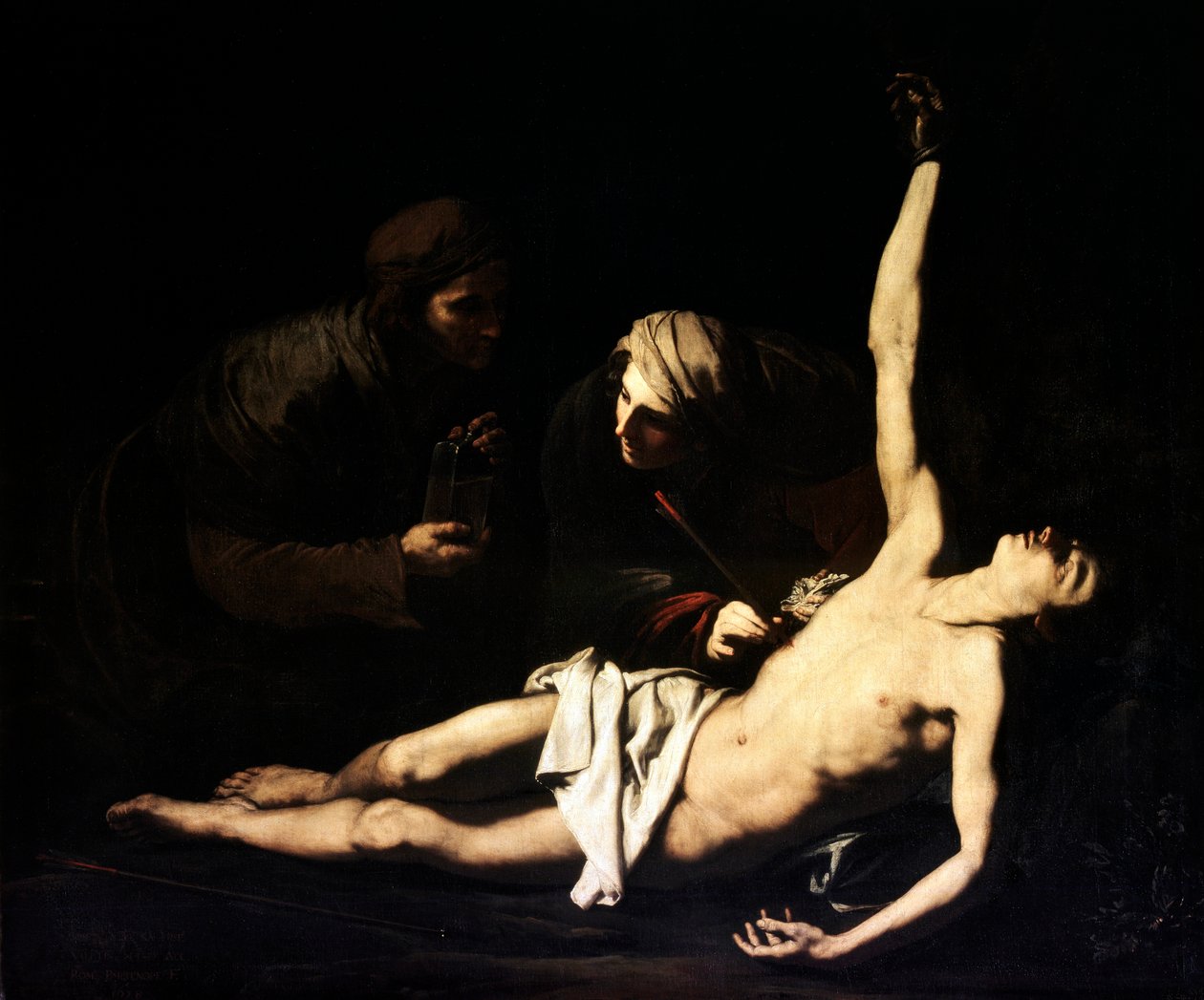 De heliga Sebastian, Irene och Lucia, 1628 av Jusepe de Ribera