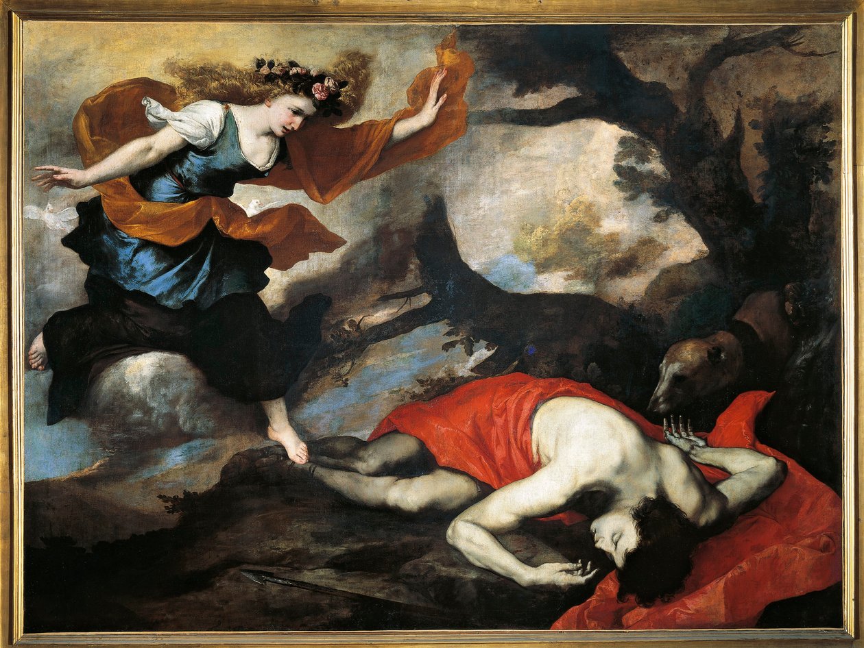 Venus och Adonis (olja på duk) av Jusepe de Ribera