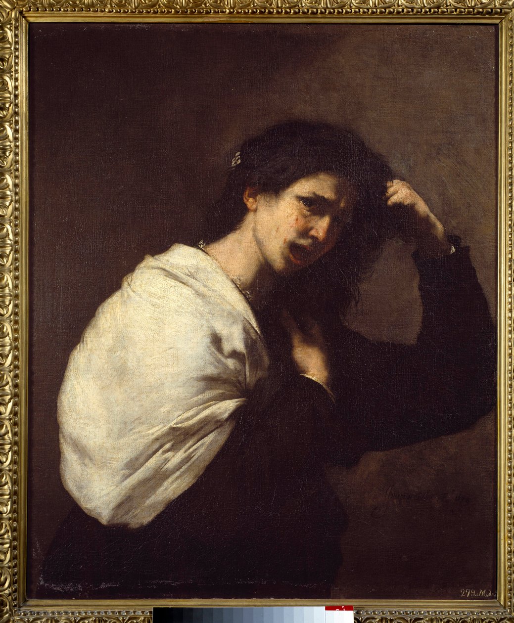 Kvinna som sliter i håret Målning av Jose de Ribera dit il Spagnoletto "" spanjoren""" (1591-1652) av Jusepe de Ribera