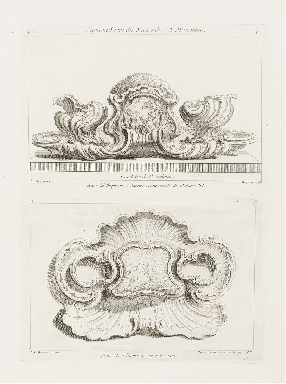 Elevation of a Porcelain Writing Set av Juste Aurèle Meissonnier
