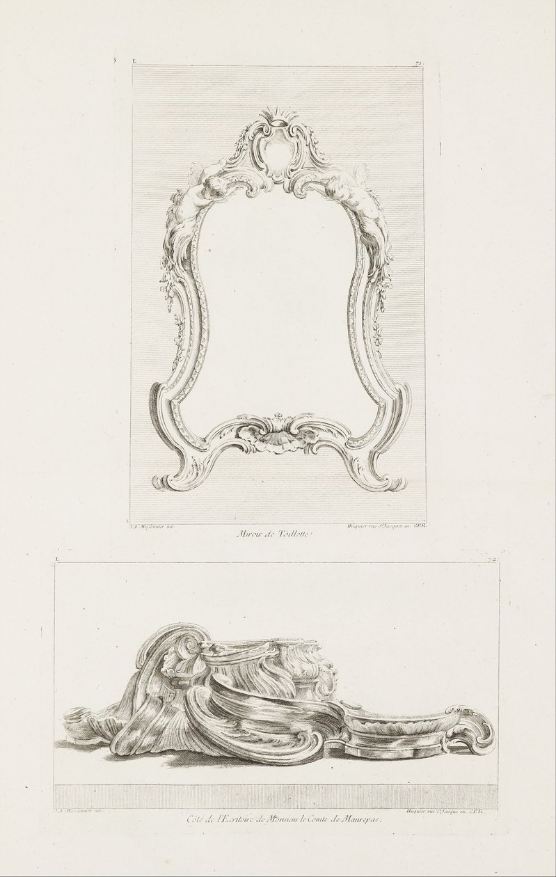 Miroir de Toillette., Mirior de toilette, 5th Plate av Juste Aurèle Meissonnier