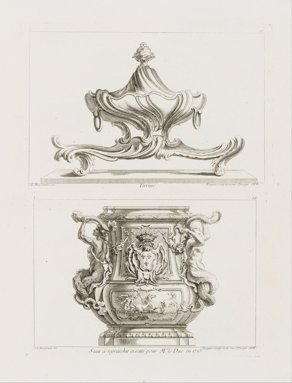 Terrine, pl. 57 in Oeuvre de Juste-Aurele Meissonnier av Juste Aurèle Meissonnier
